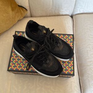 Black Fabric/leather sneakers